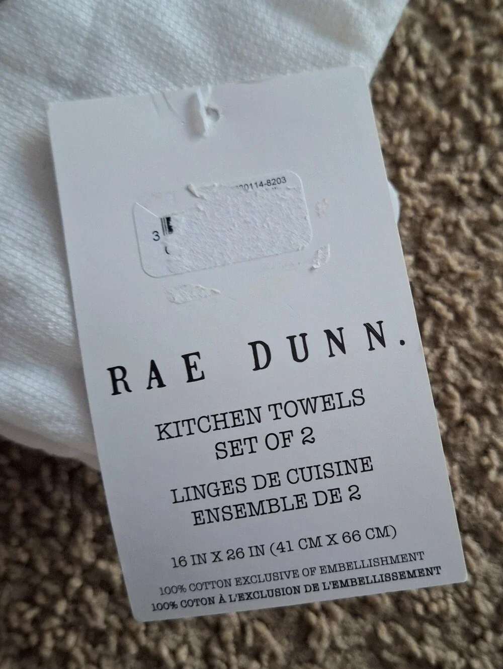 Rae Dunn White Halloween Kitchen Towels with Black & Red Accents